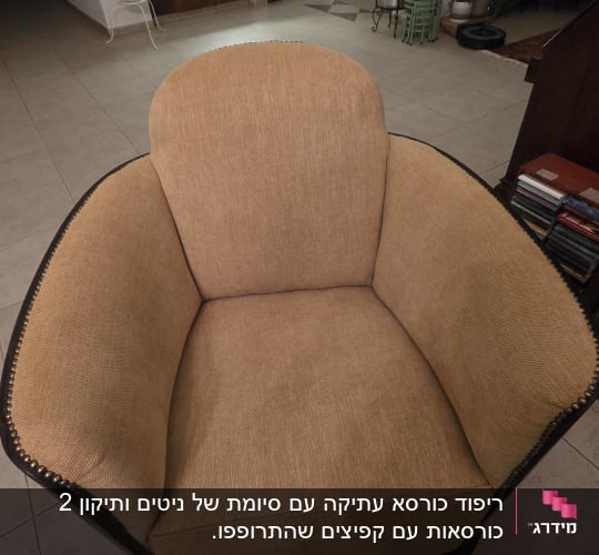 כורסה מרופדת בצבע בז